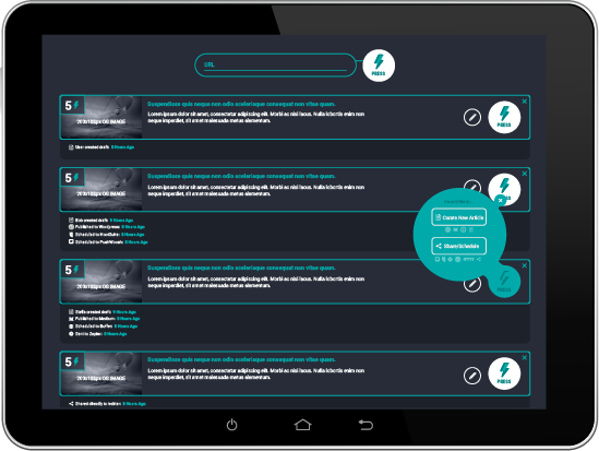 curated content overview on tablet