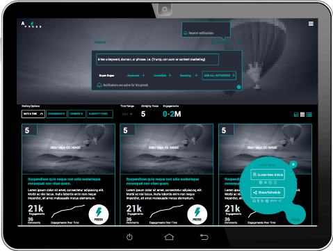 dashboard view on tablet