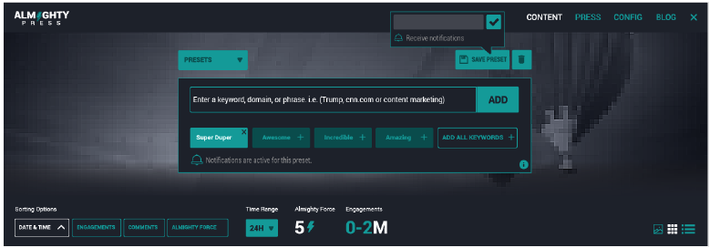 almighty press dashboard